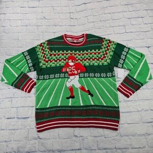 Jollidays Football Ugly Christmas Sweater Mens 2XB Green Fair Isle Holiday Knit